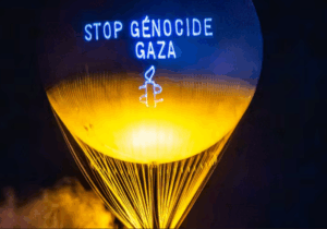 Vasque Olympique avec message Stop génocide Gaza